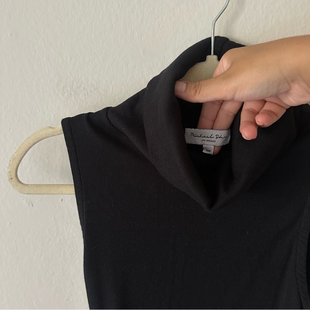 Michael Stars Macy Mock Neck Ribbed Dress XSP Date Night Minimalist LBD - Picture 10 of 14